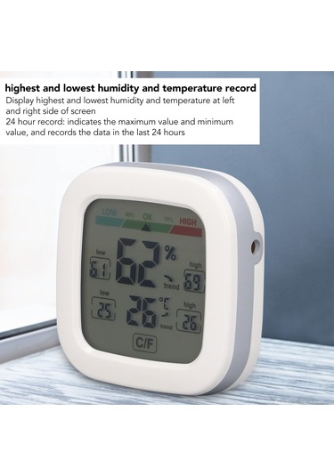 Suofeng Oda Sıcaklık Ve Nem Ölçer, Renkli Ekran, Yüksek-düşük Değer Gösterimi, Yüksek Hassasiyetli Sensör, Yatak Odası-ofis-mutfak Uygun
