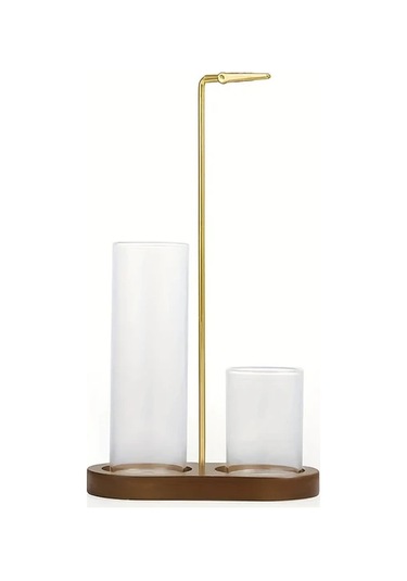 Honeybeeshop Geri Dönüştürülmüş Ahır Mumluk Cam Tabak Mermer Taban Retro 5 Çift Yuvarlak Bardak Tütsü Brülörü