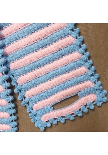 Uretti - Emine 9106 - 0854 El Örgüsü Çift Renkli 2 Li Banyo Lifleri - Pembe / Mavi