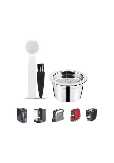 Honmex 304 Paslanmaz Çelik K-fee Uyumlu Tekrarlı Kahve Kapsülü - Filtreli Lezzet, Çöp Ve Kaşık li Gümüş