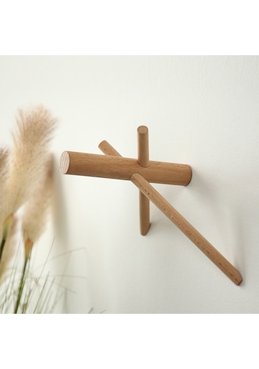 Sones Masif Ahşap Askı Duvar Dekorasyonu Palto Askısı Siyah Ceviz Askısı Diğer