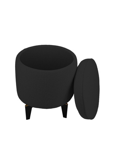 Gazzini Furniture Rio Retro Ayaklı Sandıklı Silindir Dekoratif Puf - Antrasit