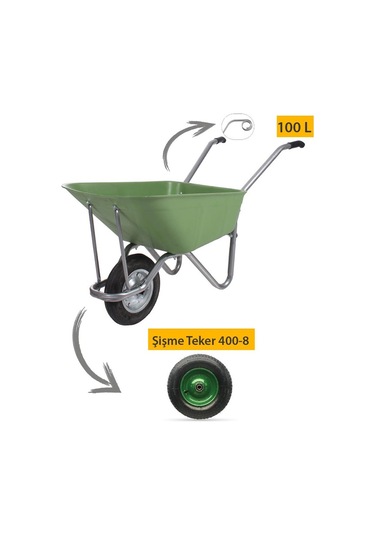 Kanat Ecoplast El Arabası -100 Litre- Tüplas Burçlu Teker