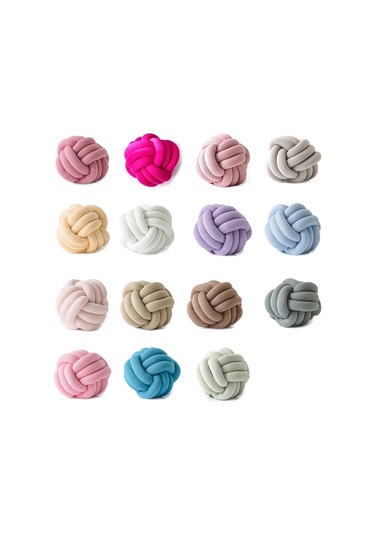 Sones El Yapımı Düğümlü Top Yastık, Boyut: Çap: 25 30cm Mandalina Tozu