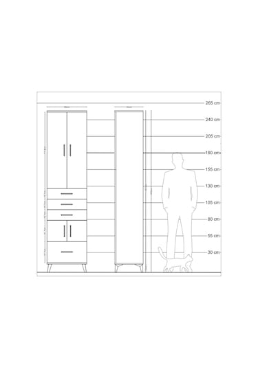 Hyperion Dolap 4 Raflı 4 Çekmeceli 4 Kapaklı 60x44x243 Aytaşı-çam Aytası