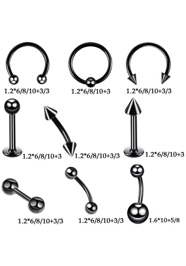 Dolıty 42 Parça Profesyonel Piercing Seti Gümüş-1.2x10+3 Çok Renkli