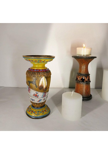 Suntek Antik Sütun Mumluk Masaüstü Çalışma Odası Oturma 8,5x8,5x14,5 Cm