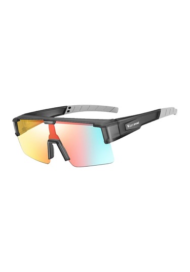 West Bıkıng Yp0703150 Erkekler Kadınlar İçin Polarize Spor Güneş Gözlüğü Pc Çerçeveli Bisiklet Güneş Gözlüğü - Siyah / Gri