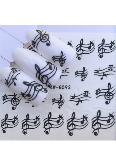 Müzik Nota Sol Anahtarı Tırnak Süsleme Dövmesi Vinil Sticker Çoklu Dövme Etiket 6x5.5cm