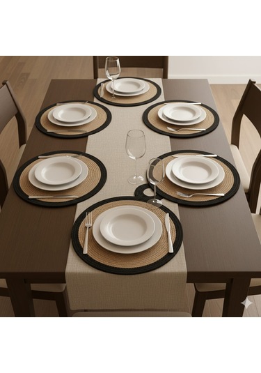 Servis Takımı Ameıkan Serıs Takımı Supla Takımı Jut Ip Halat Ip Kordon Ip Kahverengı Sıyah