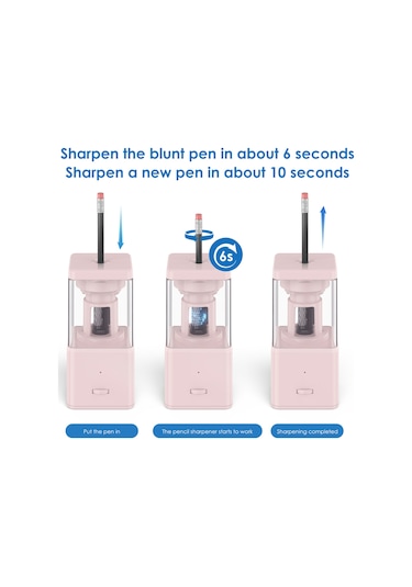 Yunboo 3 Seviyeli Otomatik Kalem Açacağı - 7-8mm Kalemler İçin, Şarj Edilebilir, Mavi Gümüş