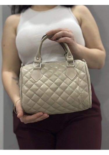 Biçomi Kapaksız Kapitone Bej Cilt Çanta Bej