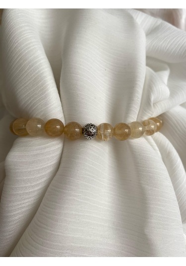 8mm Sitrin Para Doğal Taş Bileklik Sarı