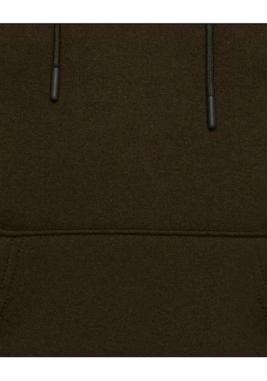 Süvari Kapüşonlu Yaka Regular Kalıp Düz Koyu Yeşil Sweatshirt Koyu Yeşil