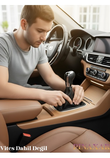 Bmw E87 Siyah Deri Prime Tasarım Beyaz Spor Dikiş Vites Körüğü