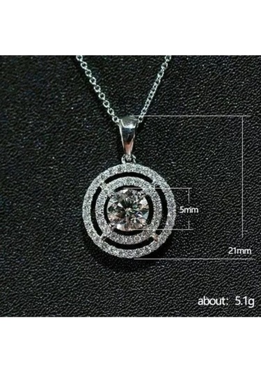 925ayar Gümüş Geometrik Zirkon Taşlı Kolye