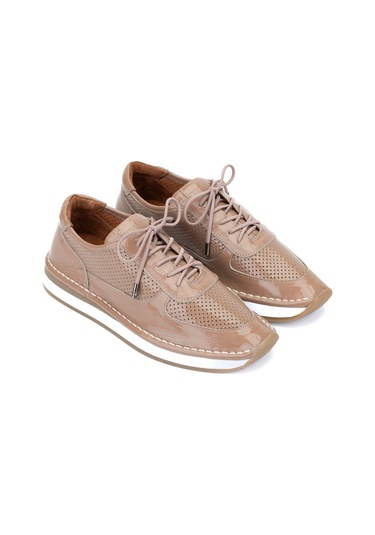 Tamer Tanca Kadın Deri Hasır Vizon Rugan Sneakers & Spor Ayakkabı 775 25503 Bn Ayk Y24 Vızon Krsk Rgn Vizon