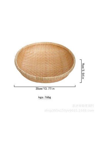Bambu Sepeti Meyve Ve Sebze Depolama Sepeti Faraş Bambu El Yapımı Ürünler Yuvarlak Delikli Dokuma Sepet Bej - Altın