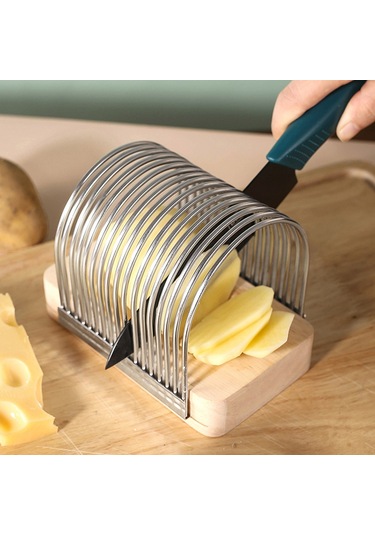 Neevoyu Ahşap Ve Paslanmaz Çelik Ekmek Dilimleyici, Evde Tam Dik Dilimler, Kırıntı Toplayıcı Tabak, Mutfak Ve Fırın Aracı Ahşap