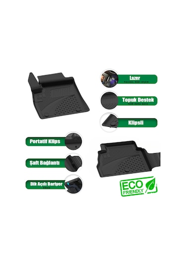 Ford Courier 2024+ Uyumlu Sahler Araca Özel 4.5d Havuzlu Oto Paspas - Courier