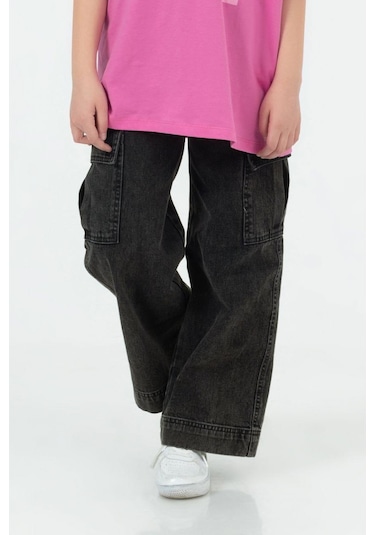 Dmb Kids Kız Kot Kargo Pantolon 24ydmb0200 Siyah