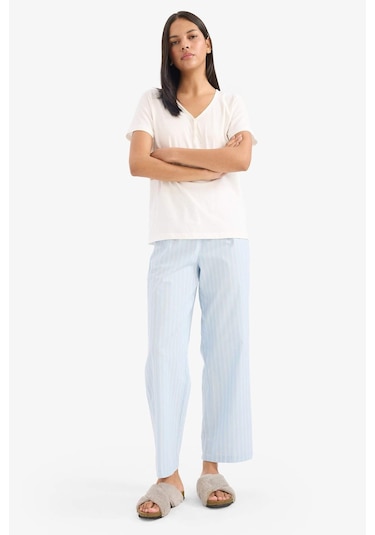 DeFacto Uzun Boy Poplin Pijama Altı-Fall in Love E7653AX25SPBE768