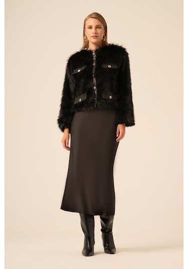 Ftz Women Kadın Peluş Mont Siyah 31241 Siyah