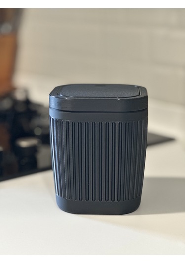 Marsel Dizayn Çöp Kutusu V2 Masaüstü - Mutfak - Banyo - Açılır Kapanır - Siyah - 15cm Siyah - Siyah