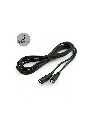 3.5 Mm Stereo Aux Ses Uzatma Kablosu Erkek - Dişi 3 Metre