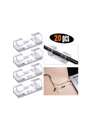 20&amp Apos Li Yapışkanlı Kablo Sabitleyici Şeffaf Klips 5332