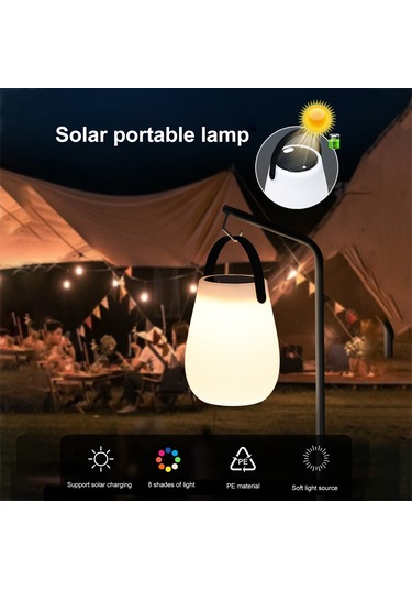 Güneş Enerjili Kamp Feneri Açık Hava Su Geçirmez Peyzaj Beyaz