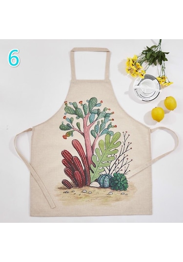 Karikatür Sanat Önlüğü Polyester Yemek Pişirme Mutfak Restoran Kaktüs Etli Yeşil Bitki Moda Önlüğü 6