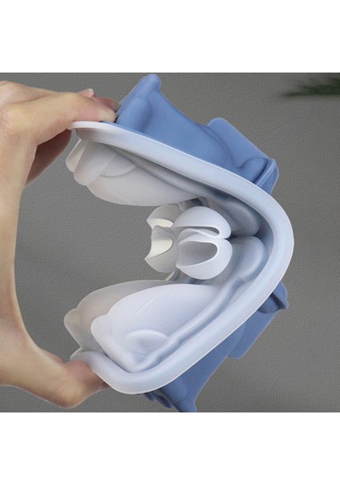 Hombey Mavi Silikon Buz Kalıbı - 4'lü 3d Labrador Şekli, Ev Kullanıma Uygun, Kolay Kullanım, Çeşitli İçecekler İçin Çok Renkli