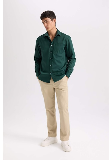 DeFacto Regular Fit Normal Kesim Yazlık Düz Paça Chino Kanvas Pantolon D7349AX25SPBG193