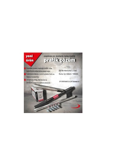 Akdeniz Gp 3000 Barutlu Çivi Tabancası Ve Tavan Klipsi 100 Adet