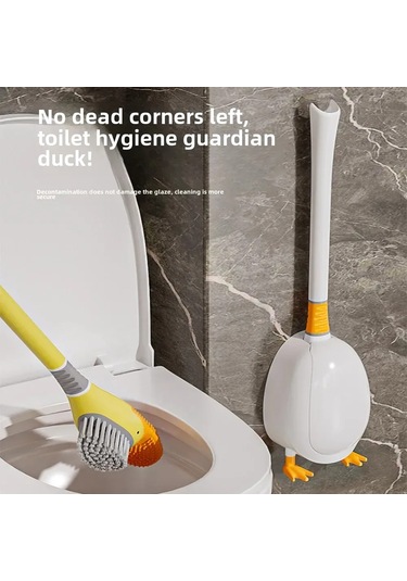 Yifomall Silikon Mavi Ördek Tuvalet Fırçası - Duvar Takılı, Delik Açmayan, Uzun Kollü, Multifonksiyonel Banyo Temizlik Aleti Beyaz Diğer