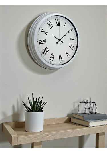White Prime Roma Rakamlı 40 Cm Metal Duvar Saati