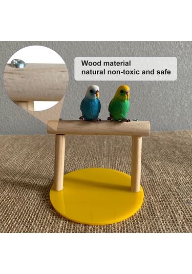 Yifomall Doğal Ahşap Kuş Eğitim Standı - Oyuncak Ve Tünek Seti