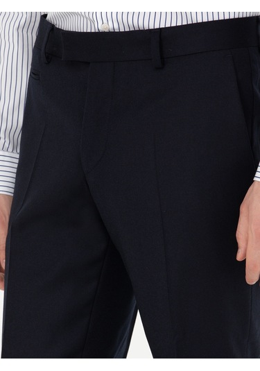 Cacharel Koyu Lacivert Slim Fit Yün Karışımlı Kumaş Pantolon