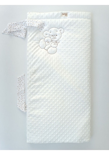 Nohut Bebek Battaniyesi & Kundağı Ayıcık İşlemeli Hastane Çıkışı Yenidoğan Örtü / Yorgan Ekru