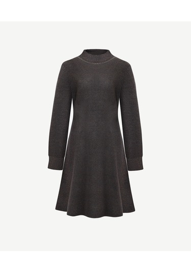 Yargıcı A Form Kayık Yaka Uzun Kol Elbise 25kkel7008x 059 Gri