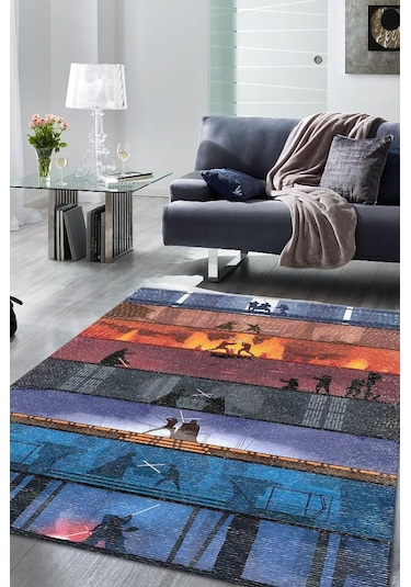 Homshtag Bölümler Film Halısı Star Wars Temalı Film Halısı Çok Renkli