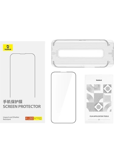 Baseus Crystalline Apple iPhone 15 Pro Max Uyumlu Privacy Cam Ekran Koruyucu