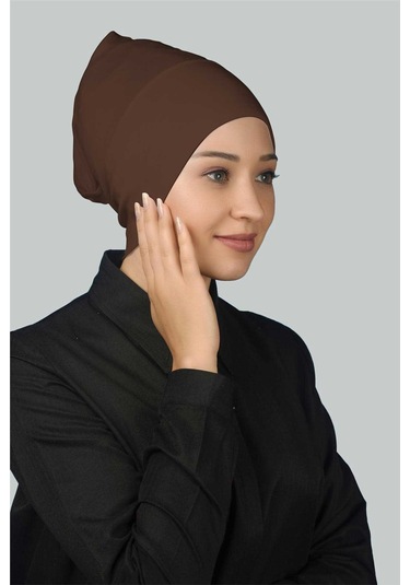 Altobeh Hazır Pratik Geçmeli Uzun Boru Tesettür Bonesi - Koyu Çikolata