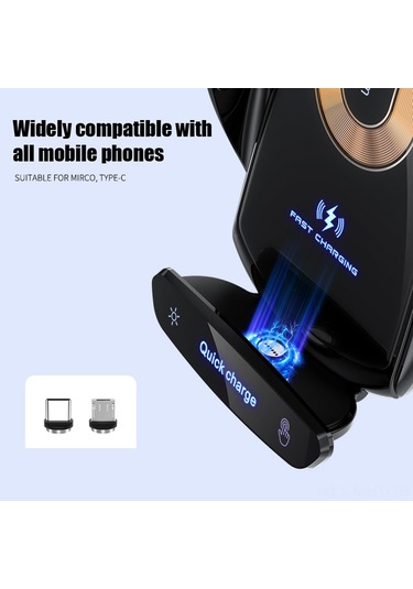 Monyee Araç İçin Kablosuz Şarj Ve Akıllı Manyetik Telefon Tutucu - 15w Hızlı Şarj, Navigasyon Uyumlu, V58 Siyah Siyah
