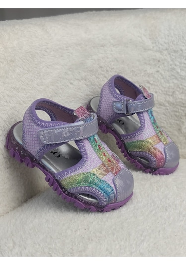 Muggo Slyvester Günlük Önü Kapalı Cırtlı Unisex Çocuk Sandalet Lila