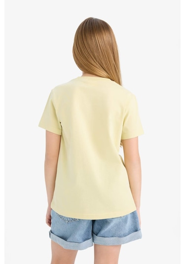 DeFacto Kız Çocuk Bisiklet Yaka Anime Baskılı Kısa Kollu Tişört E0350A825SMGN654 Yeşil