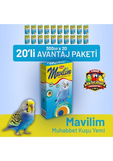 Mavilim Muhabbet Kuşu Yemi - 20 Adet 300 G