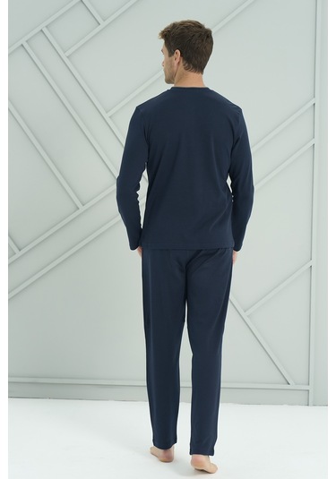 Erkek Penye Uzun Kol Pijama Takımı 2209 Lacivert04 Lacivert04