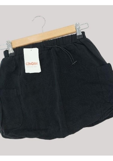 Kız Çocuk Tencel Kumaş Balon Etek-13671 Siyah
